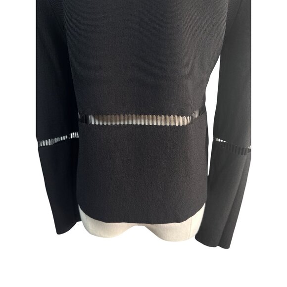 2/$30 ZARA  Black Sheer Medium Stripe Cut Out Knit Sweater Premium Collection - Picture 7 of 12